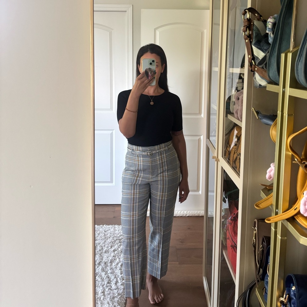 Ann Taylor Women's Plaid Pants - Gray and Brown